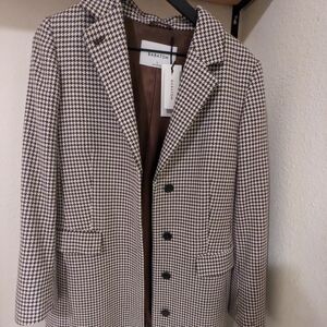 Aritzia Babaton Houndstooth Coat - Black and White